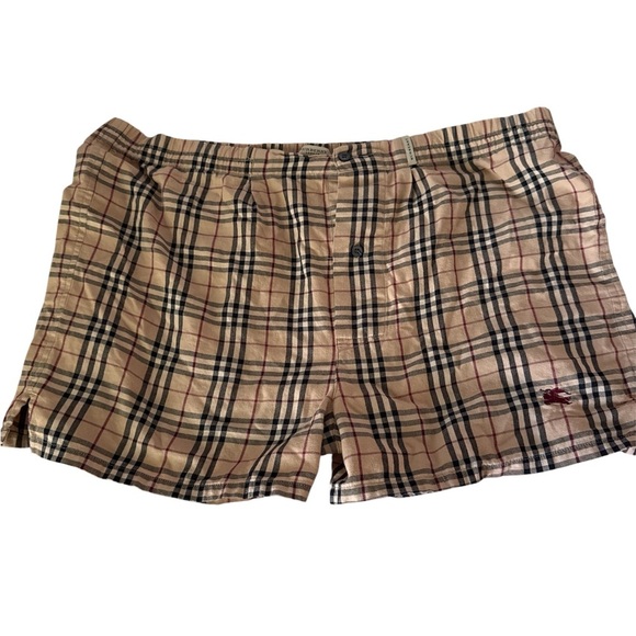 Burberry Tan and Black Bermuda Shorts with Iconic Check Pattern - Picture 1 of 3